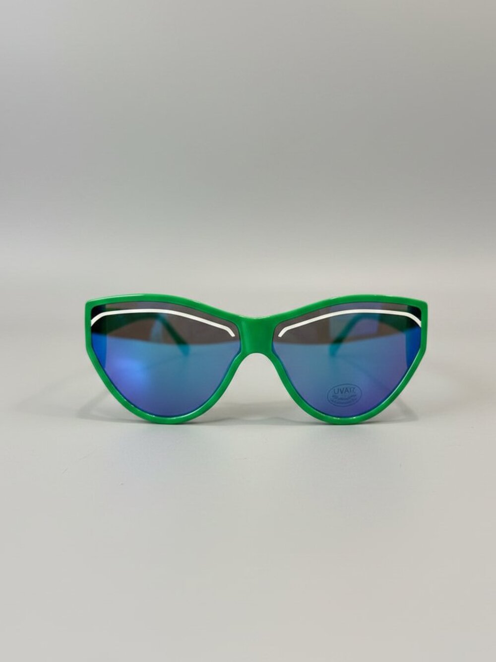NWT Zumiez Green Single Lens Cateye Sunglasses - Blue Mirrored